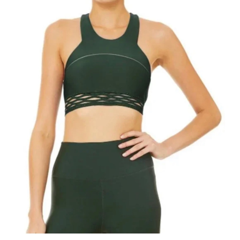 Alo Sequence Bra in Forest Green